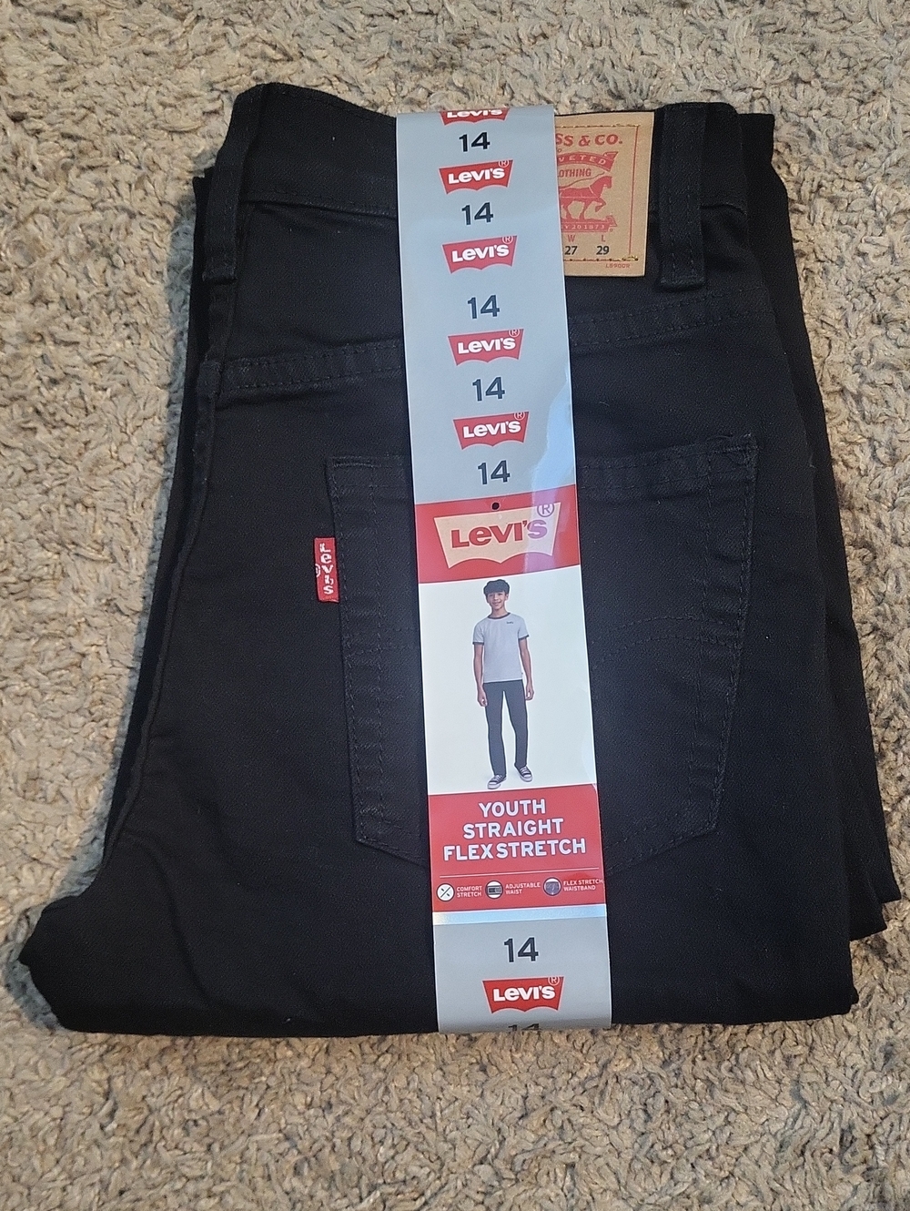 Levi's Youth Straight Flex Stretch Jeans - Black